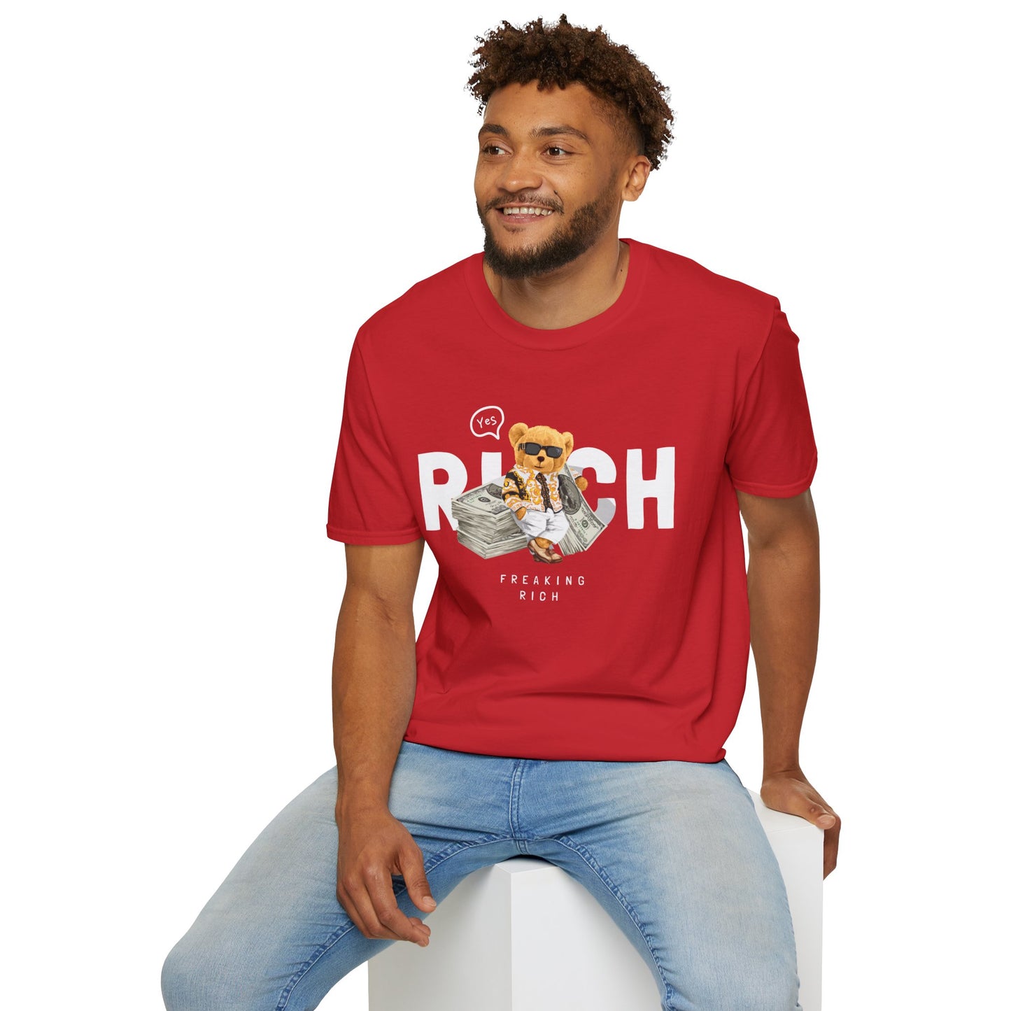 Freaking Rich T-Shirt, Unisex Softstyle Tee for Money Lovers, Fun Graphic Shirt for Birthdays, Gifts, Everyday Wear, Casual Attire