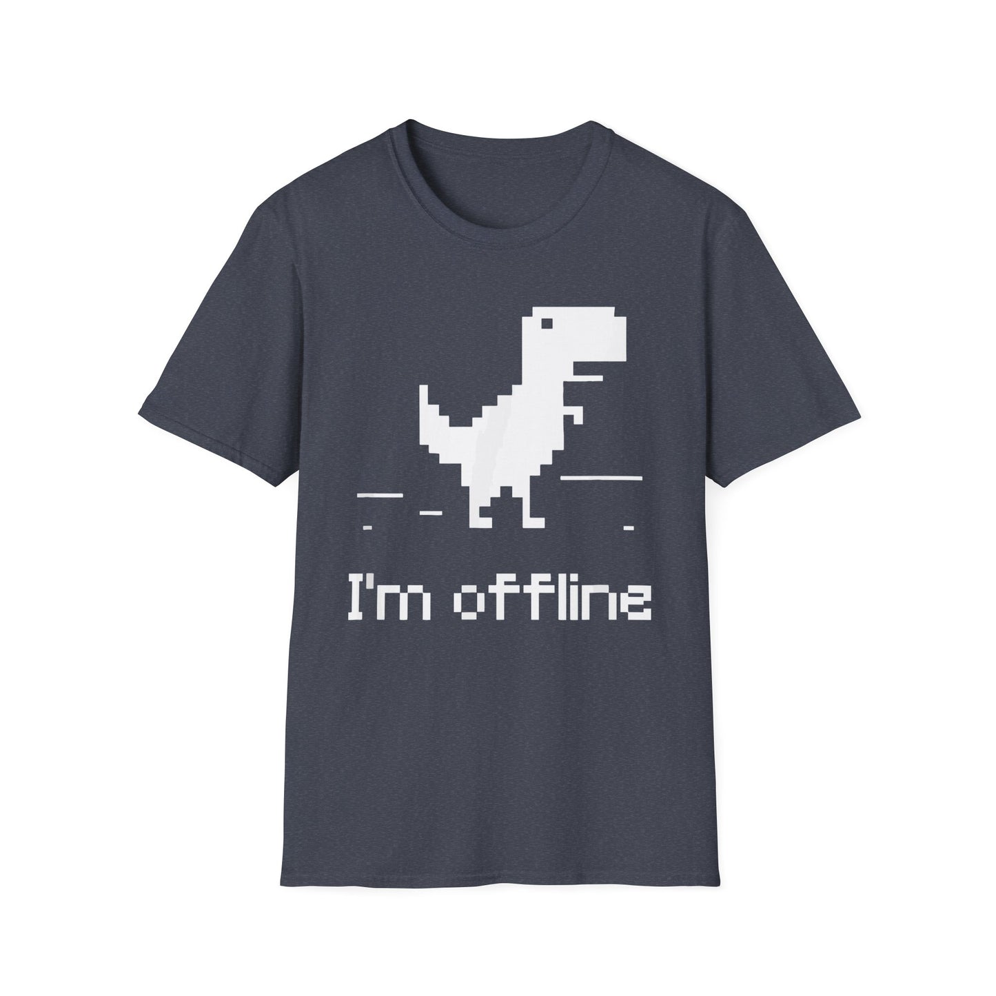Retro Dinosaur Tee - I'm Offline T-Shirt | Perfect Gift for Gamers, Casual Wear, Retro Design, Birthday Surprise, Fun Gift Heather Navy