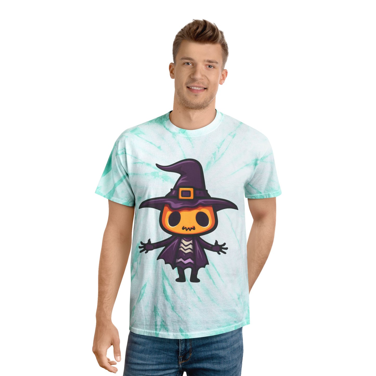 Whimsical Witch Tie-Dye Tee, Graphic Tee for Halloween, Cute Witch Shirt, Colorful Tie-Dye Top, Unique Gift for Spooky Season - Cozy Kawaii LLC