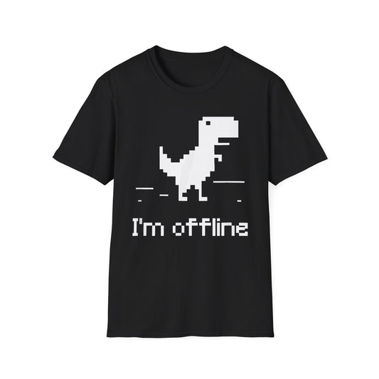 Retro Dinosaur Tee - I'm Offline T-Shirt | Perfect Gift for Gamers, Casual Wear, Retro Design, Birthday Surprise, Fun Gift Black