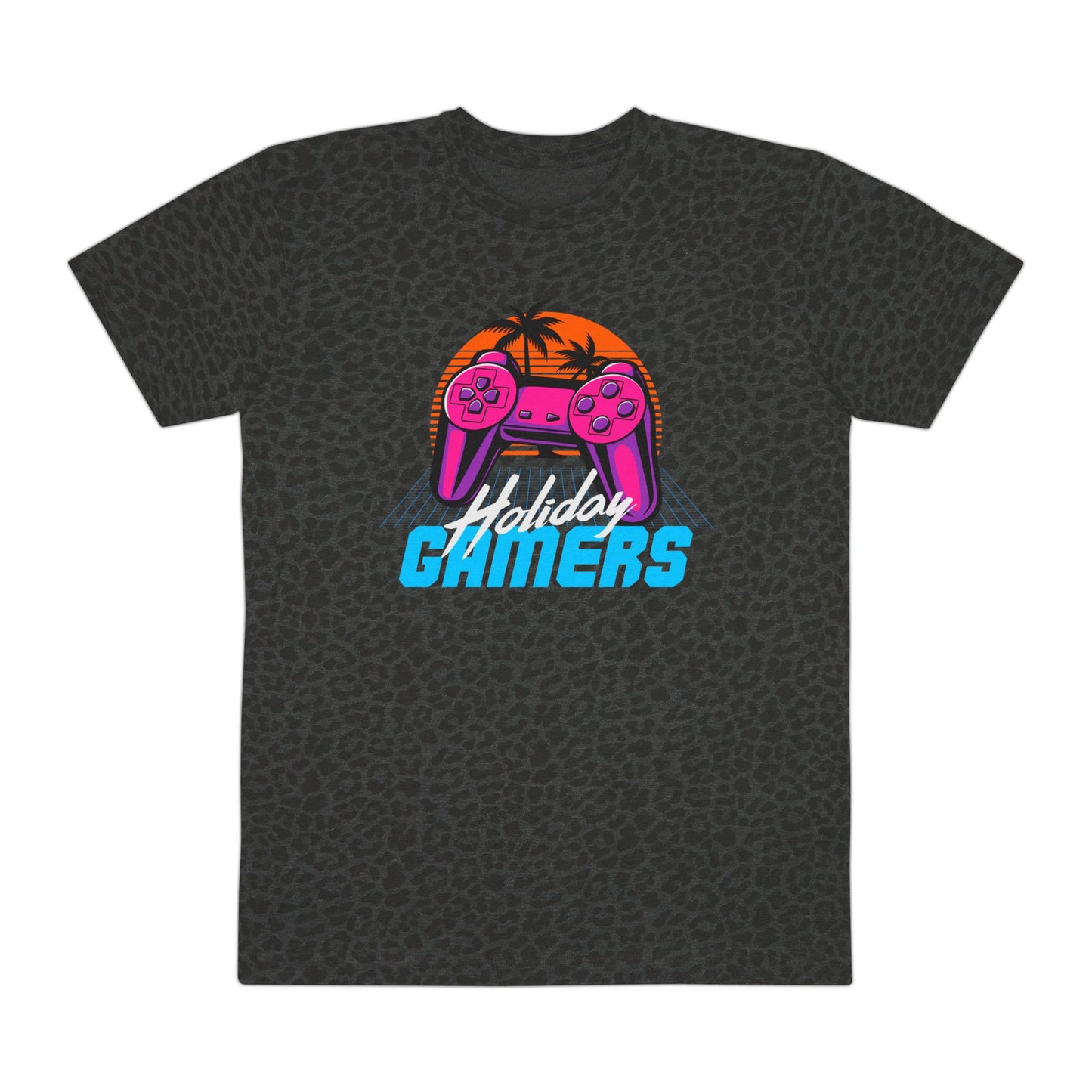 Holiday Gamers Graphic Tee, Men’s Casual Shirt, Gamer Gift, Video Game Apparel, Retro Gaming T-Shirt, Cool Gamer Wear Black Leopard