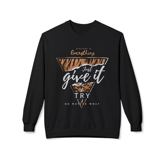 Motivational Crewneck Sweatshirt, Cozy Fleece Top, Inspirational Gift, Chill Vibes, Unisex Apparel, Perfect for Every Occasion Black