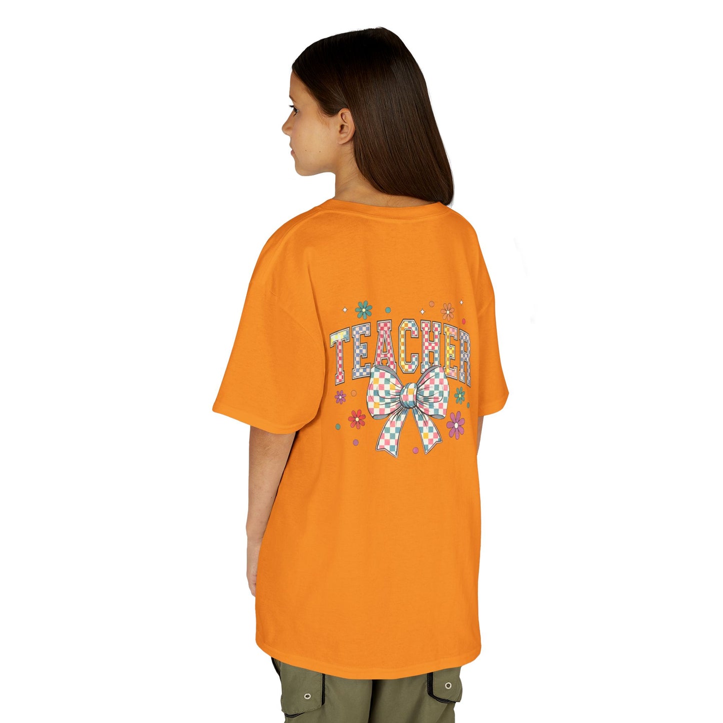 Teacher Kids Tee with Colorful Bow Design, Perfect for Back to School, Teacher Appreciation, Birthday Gift, Fun Classroom Wear