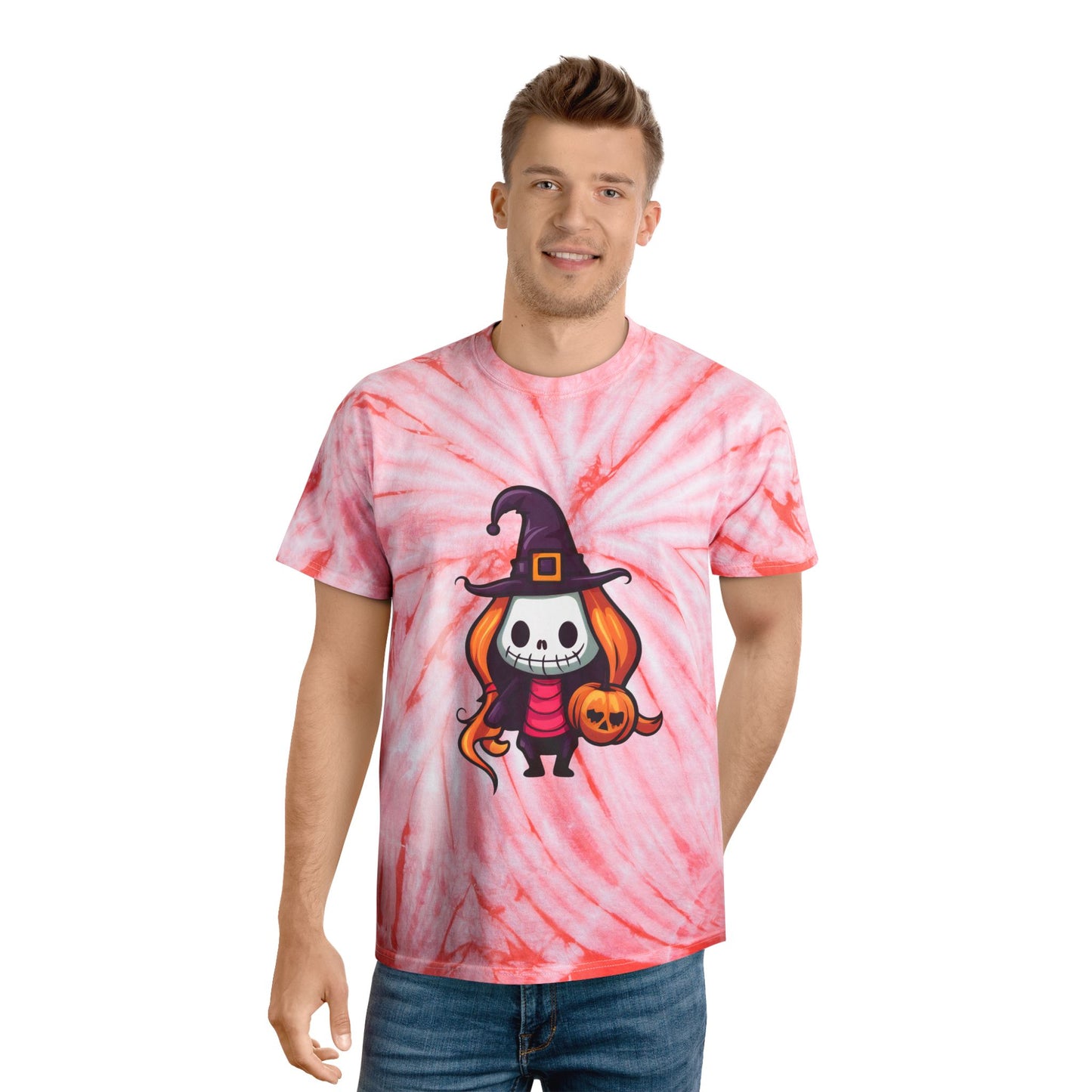 Cute Halloween Tie-Dye Tee, Playful Witch Graphic Shirt, Spooky Fall Apparel, Festival Outfit, Holiday Gift Idea - Cozy Kawaii LLC