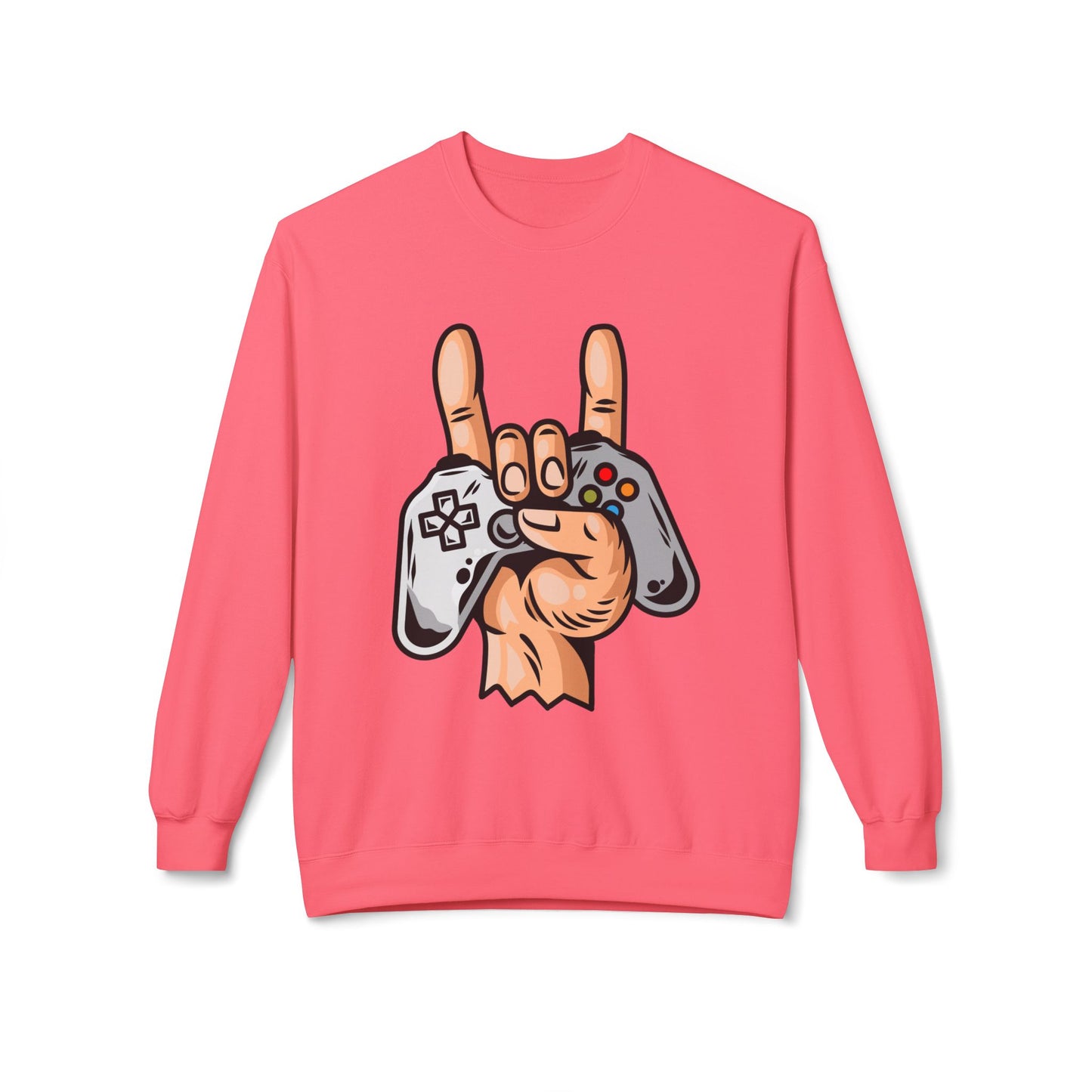 Gamer Fleece Crewneck Sweatshirt, Unisex Sweatshirt for Gamers, Gaming Apparel, Perfect Gift for Birthdays, Geek Culture, Casual Wear Pink Lemonade