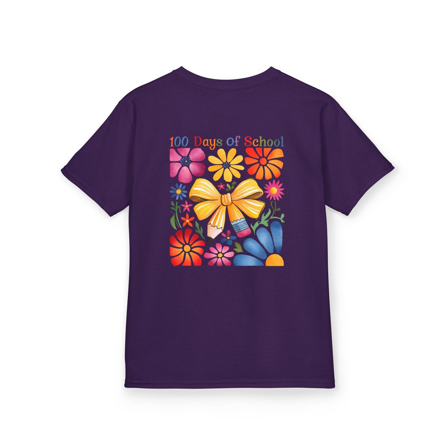 Colorful 100 Days of School Kids Tee, Flower Print T-Shirt for Students, End of Year Celebration Shirt, Fun School Day Wear, Gift for Kids
