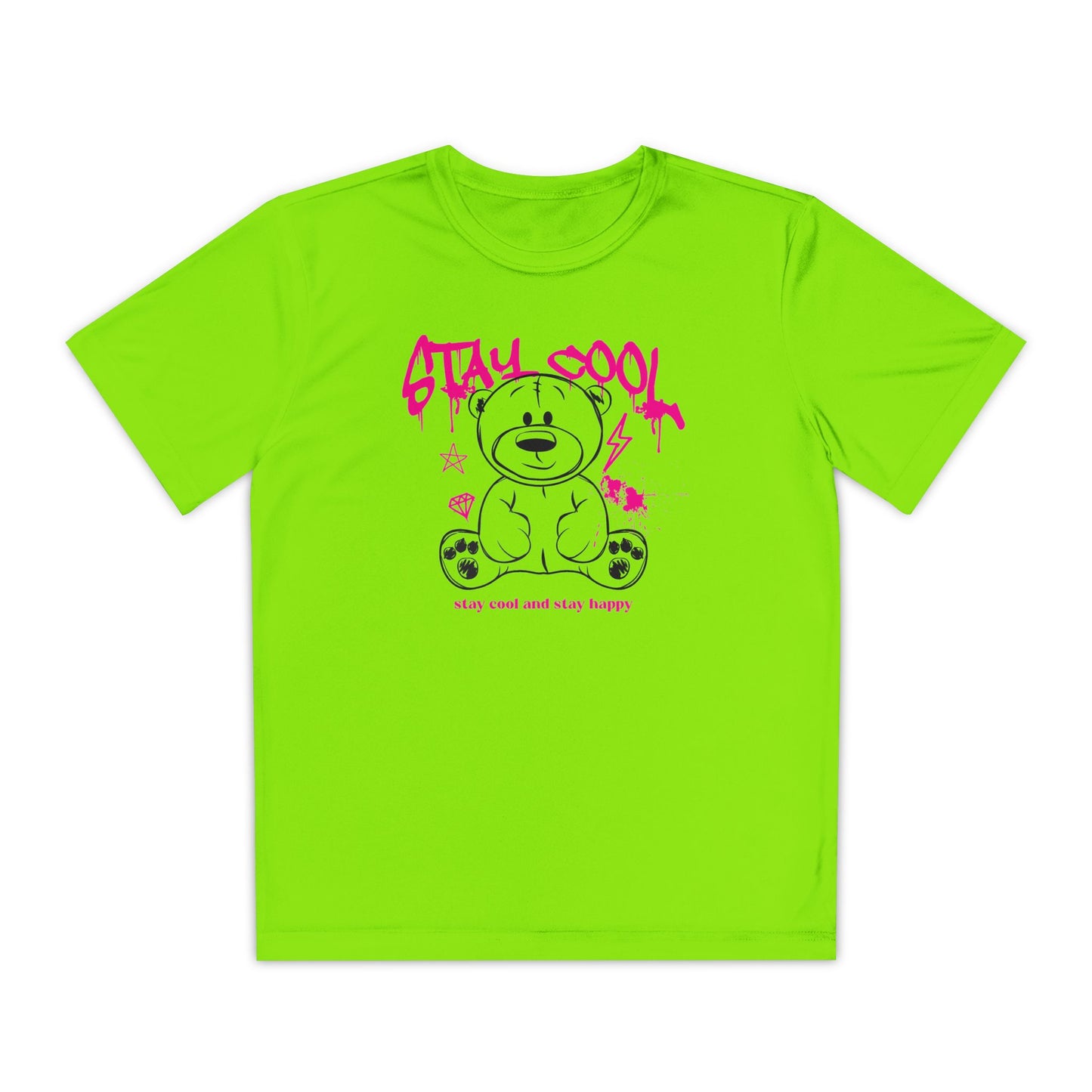 Youth Tee - Stay Cool Bear | Trendy Kids Shirt, Fun Tee for Boys and Girls, Casual Wear, Birthday Gift, Summer Style Lime Shock