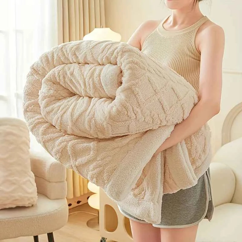 Jacquard Sherpa Weighted Blanket (Approx. 6.6 lbs) for Adults - Calming Sleep Aid & Faux Rabbit Fur Softness