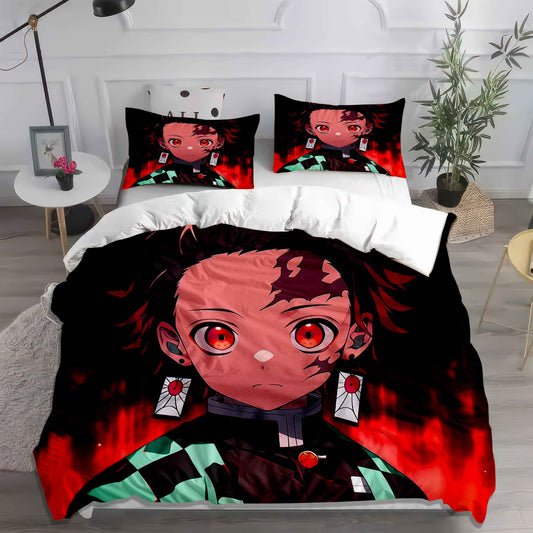 Vibrant Demon Slayer Character Bedding - Soft Cotton Duvet Cover & Pillowcases