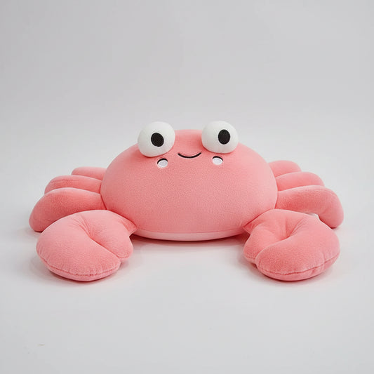 Kawaii Big Eyes Crab Plush Toy – Soft Stuffed Ocean Animal in Yellow, Pink & Blue (28–70cm) Pink