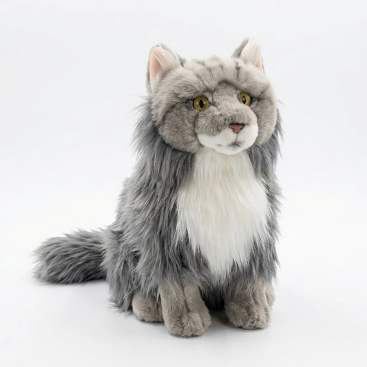 Realistic Maine Coon Cat Figurine – Lifelike Faux Cat Home Decor