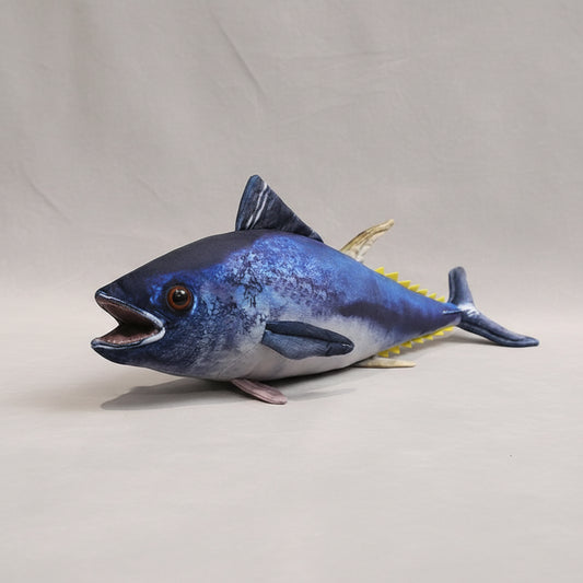 Realistic Tuna Fish Plush Pillow – Soft Stuffed Tuna Body Cushion Blue 21.7" (55cm)