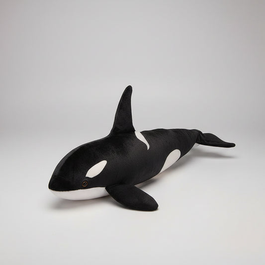 Giant Orca Whale Plush Toy – Lifelike Killer Whale Stuffed Animal Black
