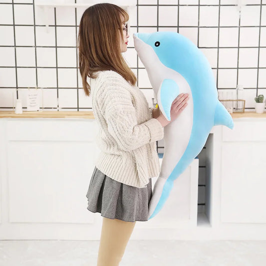 30-160CM Lovely Soft Dolphin Plush Toy Plush Cloth Doll Cotton Animal Nap Pillow Creative Children's Toys Birthday Gift Girl Blue