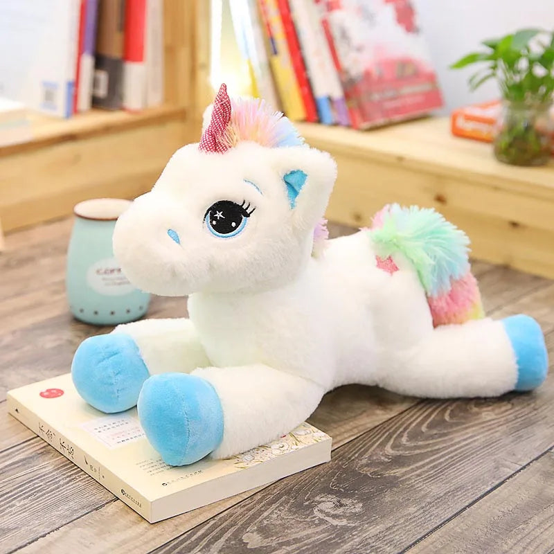 Rainbow Unicorn Plush Toy – Soft Kawaii Stuffed Animal Pillow Blue