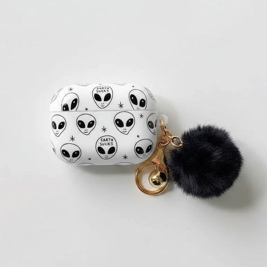Kawaii Pink Leopard Airpods Pro 2 Case with Hairball Keychain - Cute TPU Protector Black