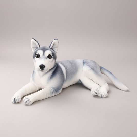 Realistic Husky Plush Toy – Simulation Siberian Husky Stuffed Dog 32.7" Lying (83cm)