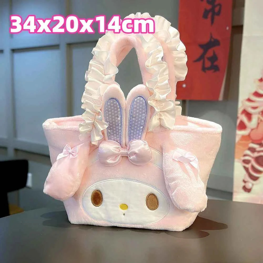 Lovely My Melody Handbag Japanese Style Cosmetic Bag Kawaii Anime Piano Plush Lolita Bag Large Capacity Birthday Gifts
