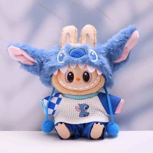 Labubu Doll Clothes (6.7 in) - Cute Stitch Cartoon Plush Set Accessory Gift