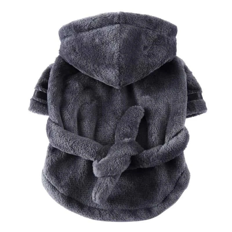 Hooded Pet Dog Bathrobe - Super Absorbent Drying Towel & Cozy Pajamas for Puppy & Cat (Small/Medium)