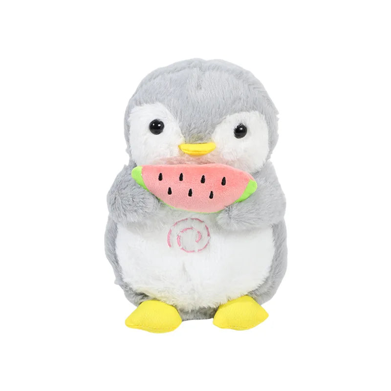 Watermelon Penguin Breathing Plush Toy – Music & Light Companion