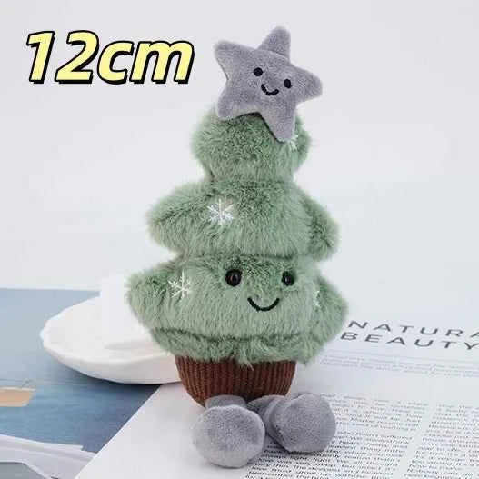 Adorable Christmas Plush Keychain (4 in) - Tree, Star, Moon & Gingerbread Doll Bag Pendant Gift