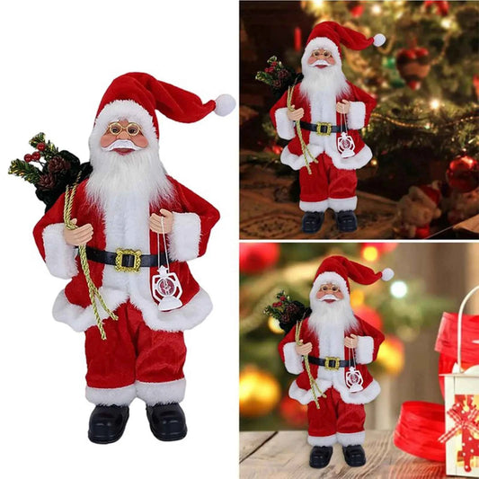 Cute 12 inch Sitting/Standing Santa Claus Figurine - Xmas Tree & Fireplace Decor