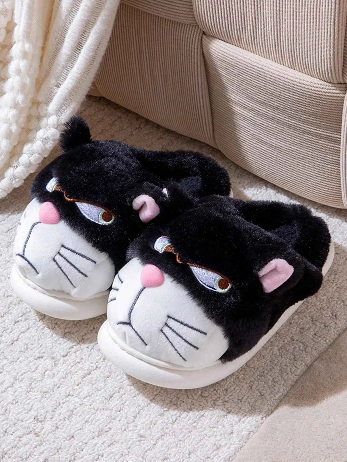 Cute Cat Couple Cotton Slippers - Men's/Women's Winter Warm Thick Bottom Home Shoes