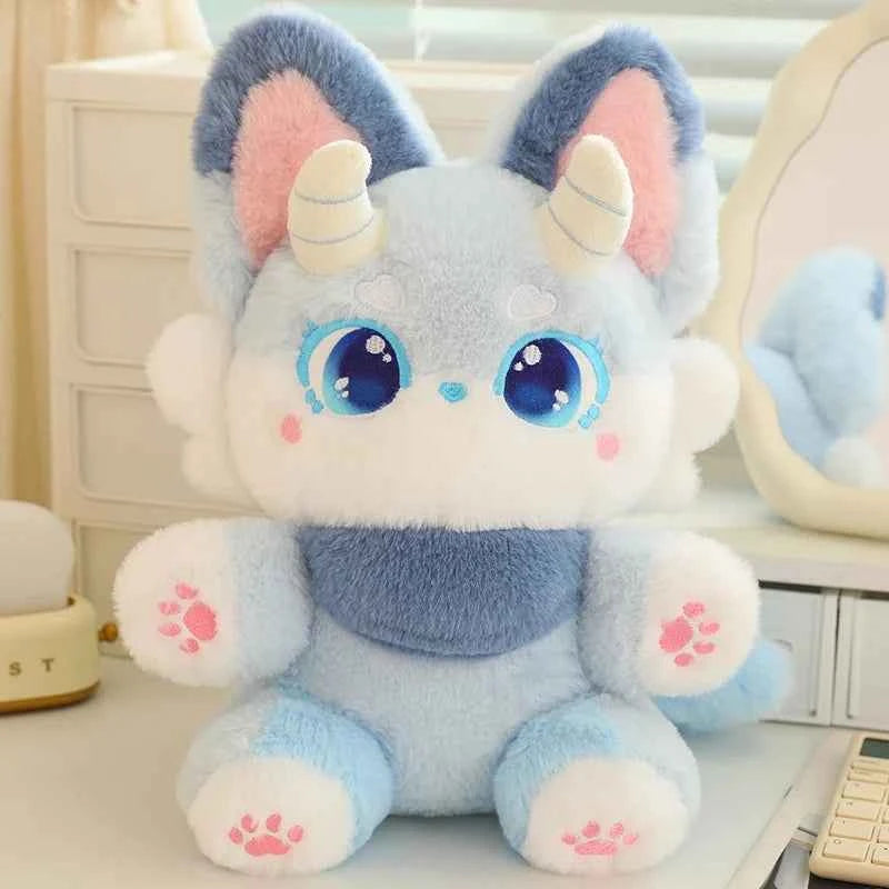 Kawaii Phantom Fox Plush Toy 30–50cm – Soft Fox Pillow Cute Stuffed Animal Gift Blue