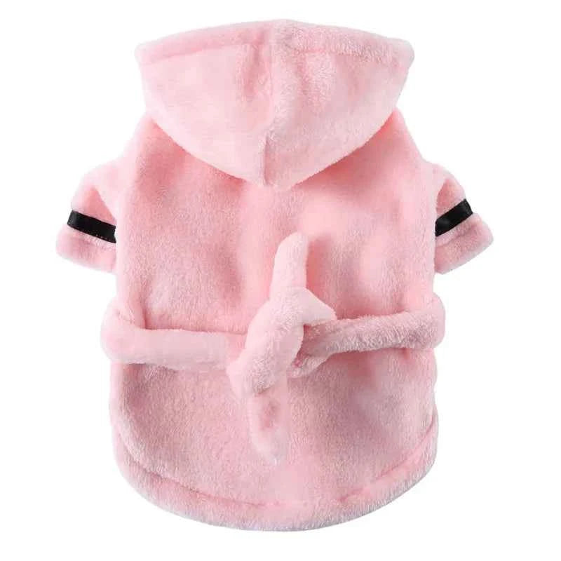 Hooded Pet Dog Bathrobe - Super Absorbent Drying Towel & Cozy Pajamas for Puppy & Cat (Small/Medium)