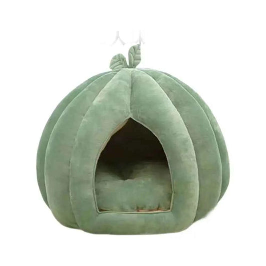 Cute Pumpkin Cat Bed (Up to 19.7 in) - Winter Warm Flannel Kitten Puppy Nest