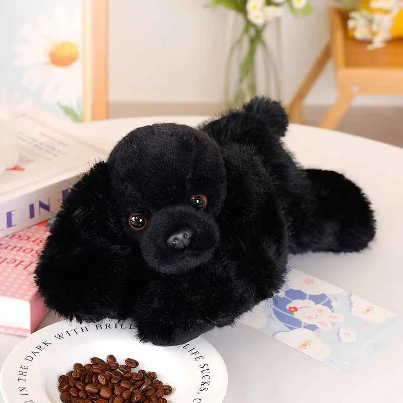 30cm Kawaii Black Puppy Plush Toy Cute Lying Dog Soft Stuffed Doll Pillow Lovely Birthday Gift for Ages