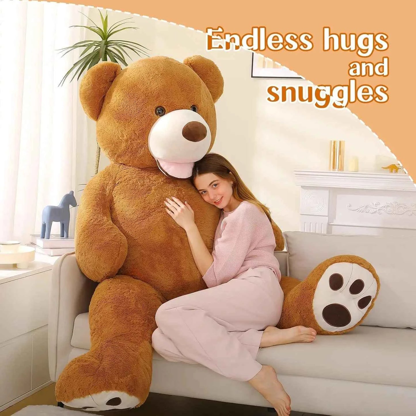 MaoGoLan Giant Teddy Bear 6 Feet Tall, Valentines Big Teddy Bear Stuffed Animal, Adorable Human Size Teddy Bear Plush For Lover