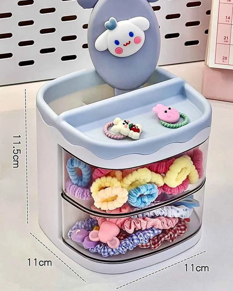 2 Layers Cute Children's Hair Accessories Storage Box Hair Blue