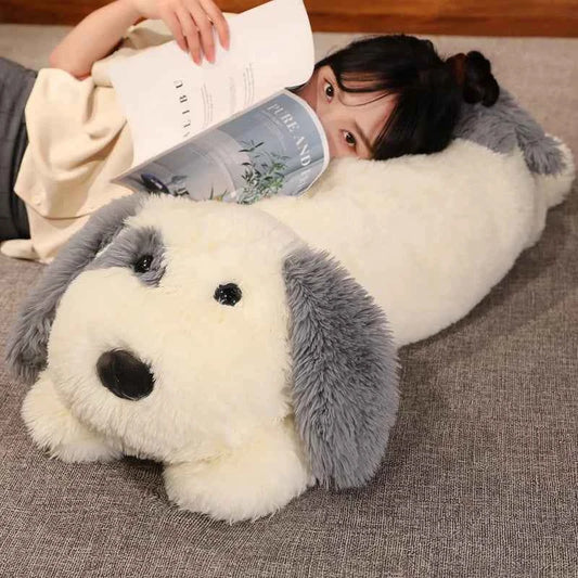 Soft Lying Dog Plush Toy – Giant Fluffy Puppy Hug Pillow