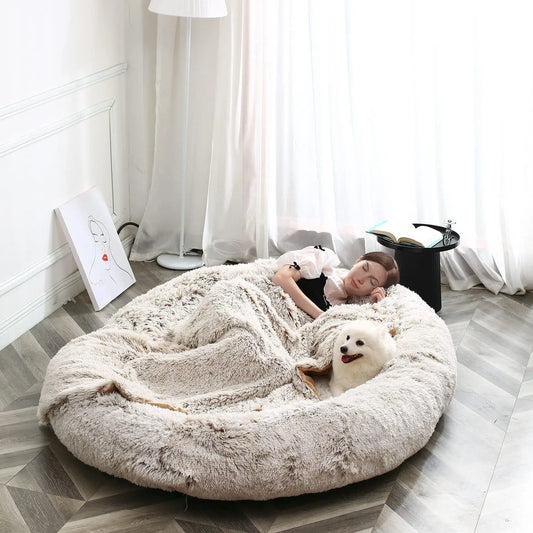 Human Dog Bed, Washable Faux Fur Dog Bed for People Doze Off, Napping Orthopedic Dog Bed, 71''x45''x14'' Size Fits You and Pets B