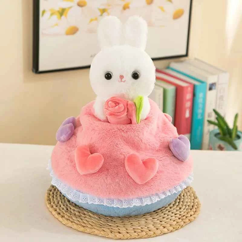 Kawaii Rabbit Plush Bouquet (11.8 in) - Cute Bunny/Bear Flower Doll Gift