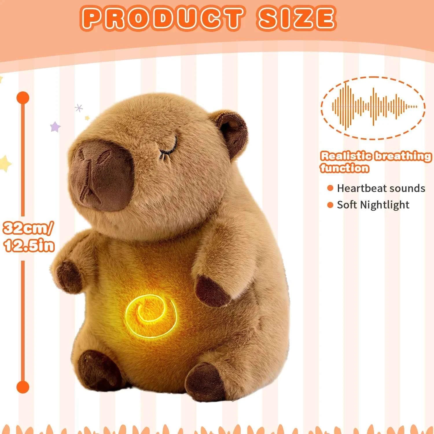 Music Breathing Capybara Plush Doll Rhythmic Lights Toys Soft Plush Stuffed Animal Capybara Otter Koala Toy Dolls Gift