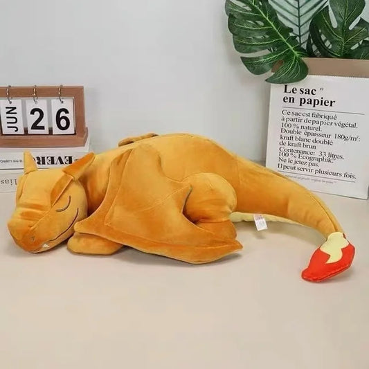 Sleeping Black Dragon Plush Toy – Soft Fantasy Stuffed Animal Orange 18.9" × 15.0" × 6.3" (48 × 38 × 16 cm)