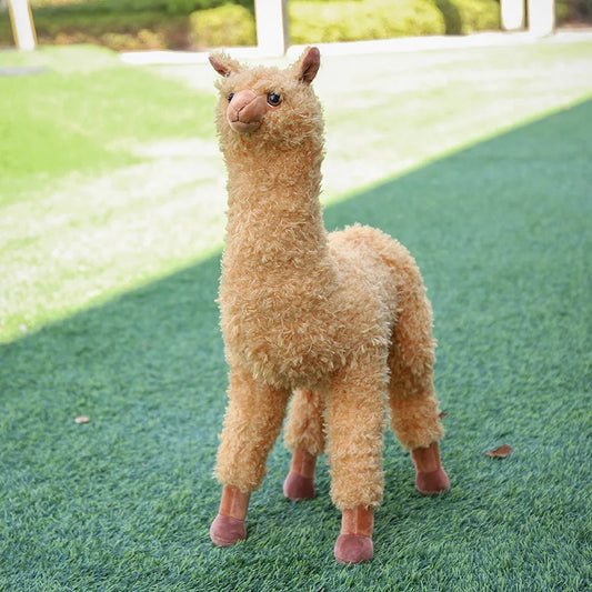 Realistic Standing Alpaca Plush Stuffed Animal – Soft Llama Toy for Kids & Adults