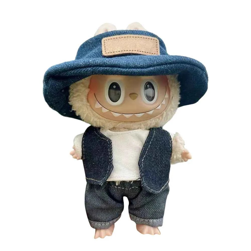 For Labubu 17cm Dolls Clothes Plush Cartoon Set No Doll Doll Outfit Kawaii Dolls Dress Up Skirt Suit DIY Gift for Girls Kids