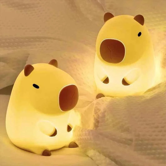 Kawaii Capybara Night Light - Cute Cartoon Silicone Creative Bedside Sleep Lamp
