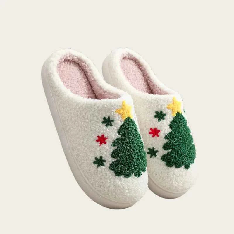 Lovely Winter Christmas Plush Slides - Unisex Non-slip Warm Flat Indoor Shoes