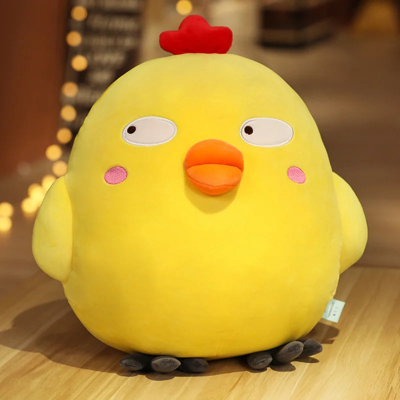 Kawaii Expressive Chicken Plush Pillow - Soft Funny Face Stuffed Animal Hug Cushion and Gift, 2 Styles and 2 Sizes Funny