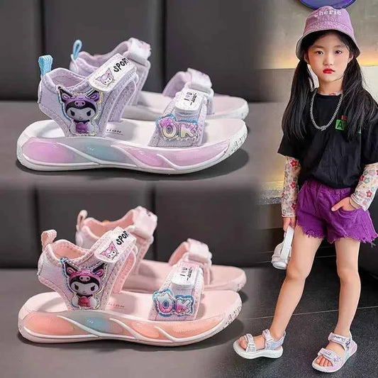 Kuromi Cartoon Soft Sole Casual Slippers - Girls Beach Sandals Princess Shoes