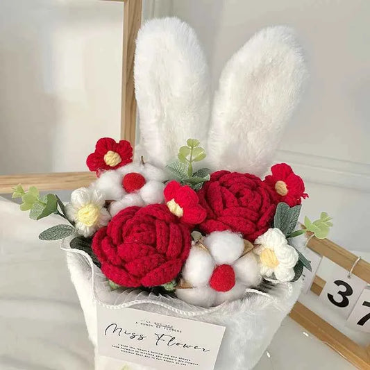 Cute Knitted Rabbit Plush Bouquet - Graduation/Valentine's Day/Birthday Gift
