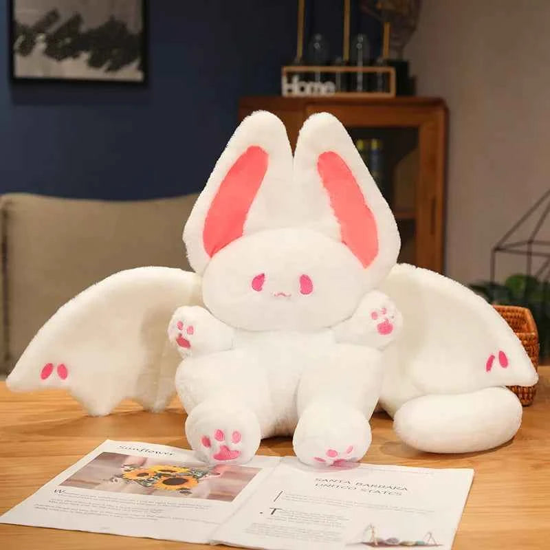 25-55cm Lovely Bat Plush Toy Lovely Flying Bat Rabbit Plushie Long Tail Pink & Black Bat Rabbit Stuffed Dolls Birthday Gifts