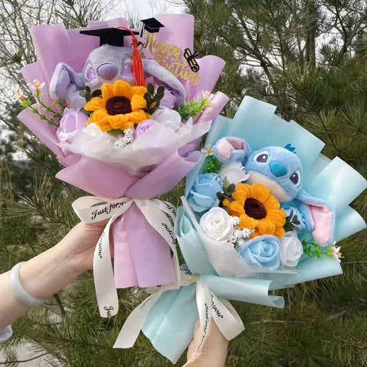 Super Soft Anime Stitch Plush Bouquet (11.0-13.8 in) - Stuffed Doll Gift