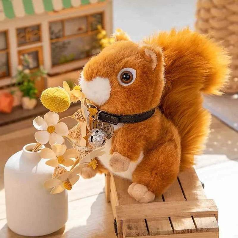 Adorbale Furry Hair Big Umbrella Tail Plush Toy Realistic Squirrel Cute Soft Stuffed Animals Doll Pillow For Girls Children Gift