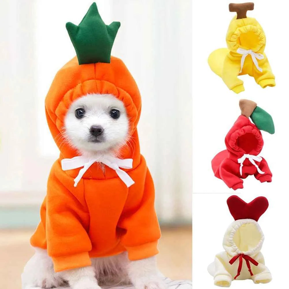 Cute Fruit Dog Clothes for Small Dogs Hoodies Warm Fleece Pet Clothing Puppy Cat Christmas Costume Coat Chihuahua Jacket Suits